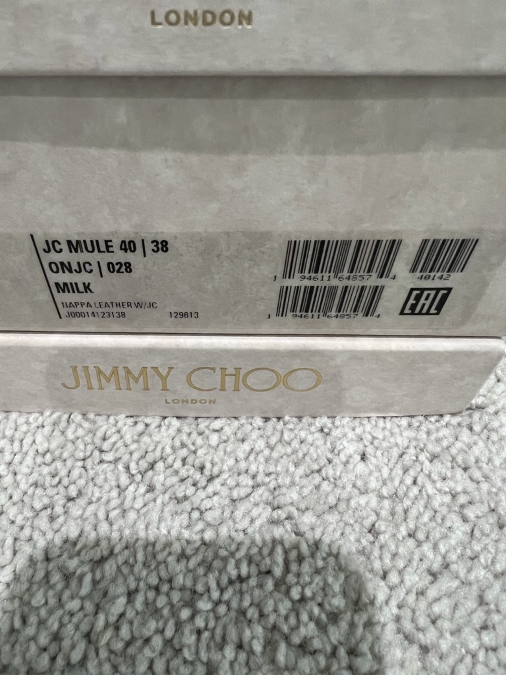 Jimmy Choo Milk White Slide Mules with Gold JC Emblem - Picture 4 of 4